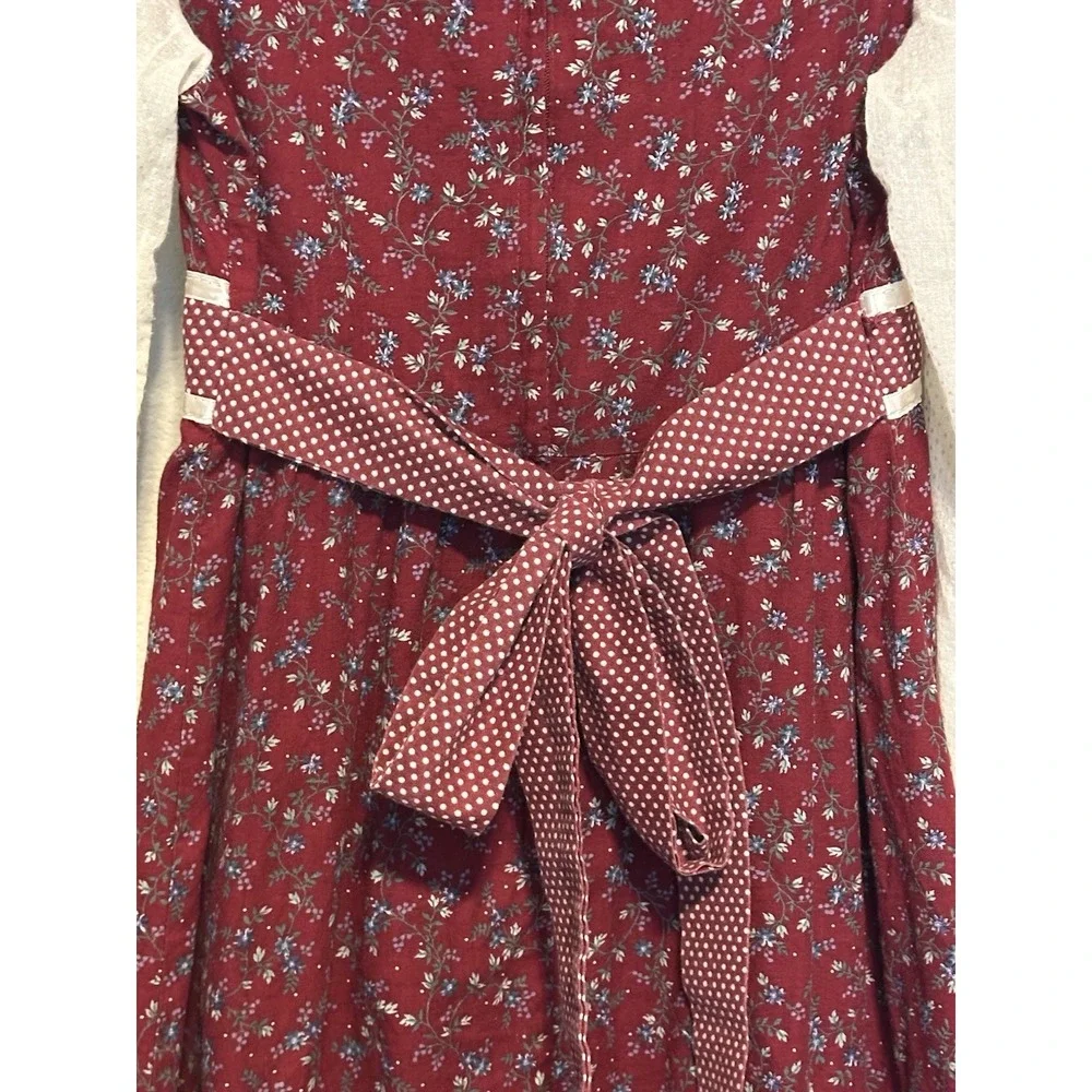 Vintage 1970s GUNNE SAX  Girls Velvet Lace Up Bodice Calico Prairie Midi Dress